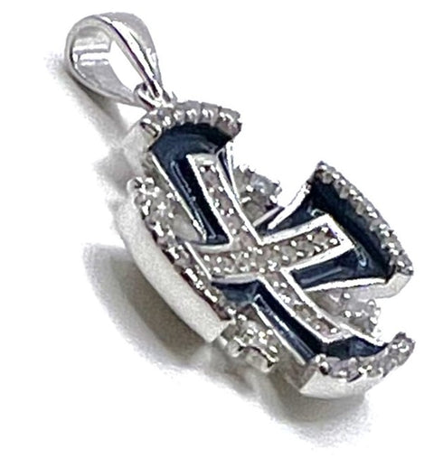 Sterling Silver Enamel Jerusalem Hollow Cross Pendant
